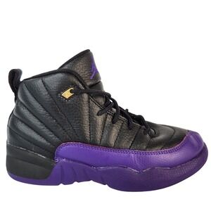 Nike Air Jordan 12 Retro Shoes Youth Size 1.5Y Black Purple 151186-057 Sneakers